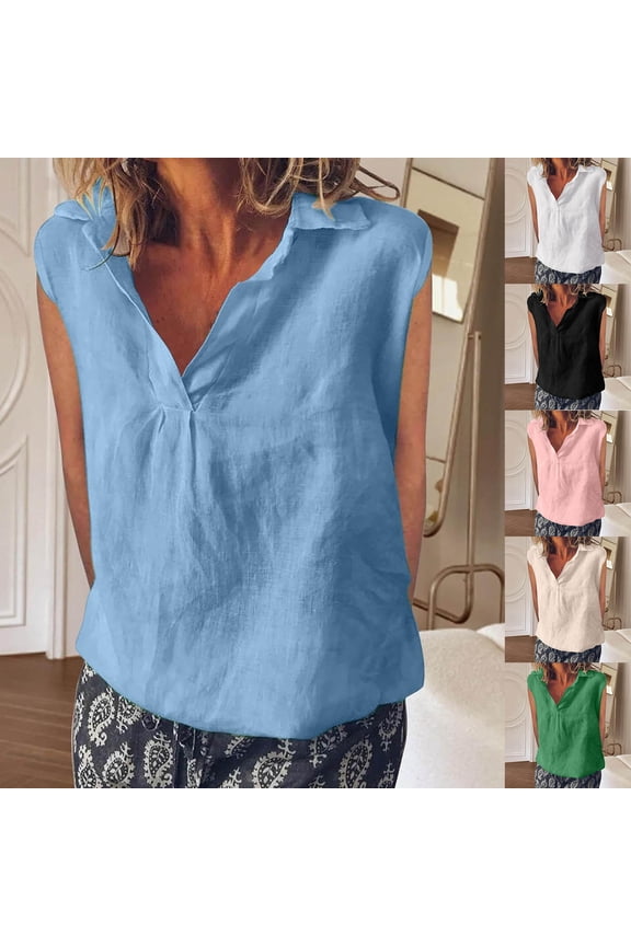 Tank Top for Women Plunge Neck Camisole Sleeveless Shirts Bohemian Drop Shoulder Boxy Tees