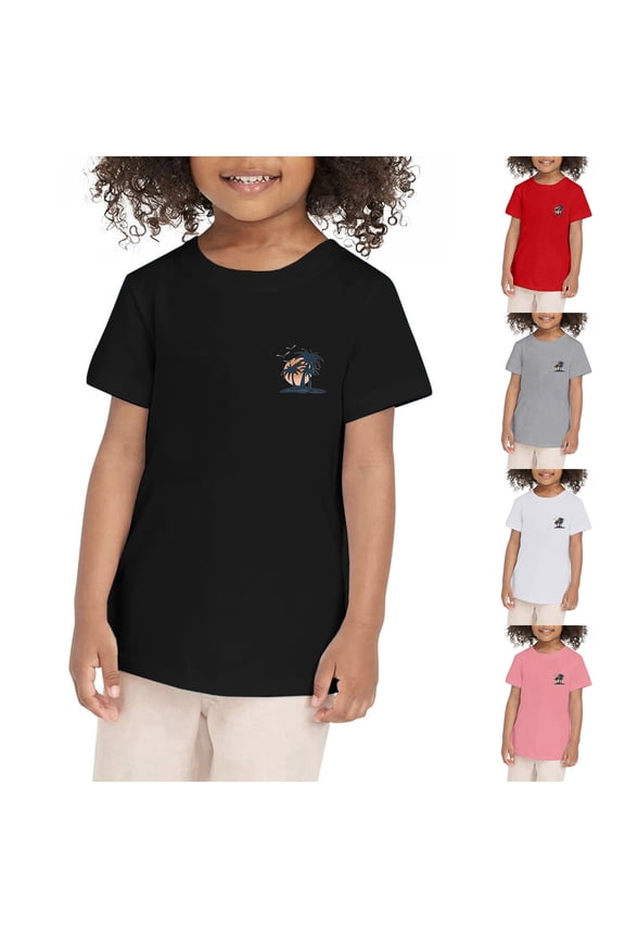 Toddler Boys Summer Clothes Round Neck Short Sleeve Casual Preppy Shirt Toddler Clothes for Boys