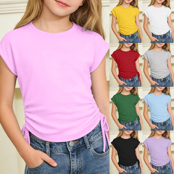 SHenli Toddler Girl Shirts 6t Printed Pattern Crew Neck Shirt Short Sleeve Tee for Toddler Comfortable Tee Shirt Little Girls Clothes