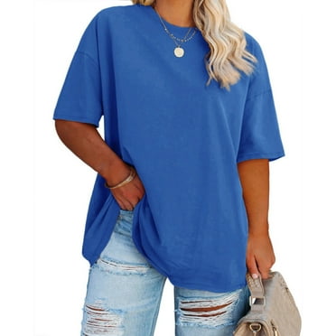 SHerrylily Women's Plus Size Oversized Tees Summer Half Sleeve Crew Neck Tunic Tops T Shirts