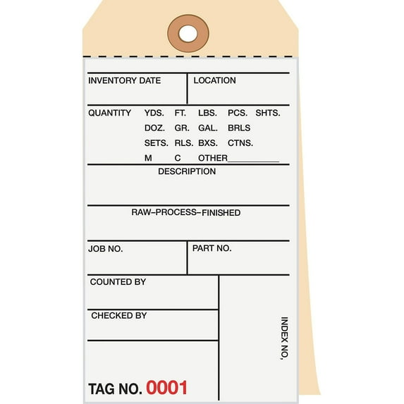 SI Products 2 Part Carbonless Numbered Inventory Tags: 2 000-2 499 500/Case G15051