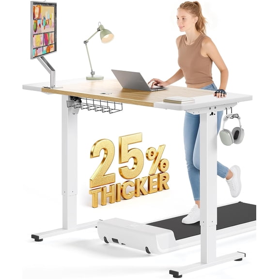 SIAGO Electric Standing Desk Adjustable - 48 x 24 Inch Sit Stand up Desk with 0.8 Inch Thick Tabletop - Adjustable Height Table with 3 Memory Preset, Cable Management for Home Office