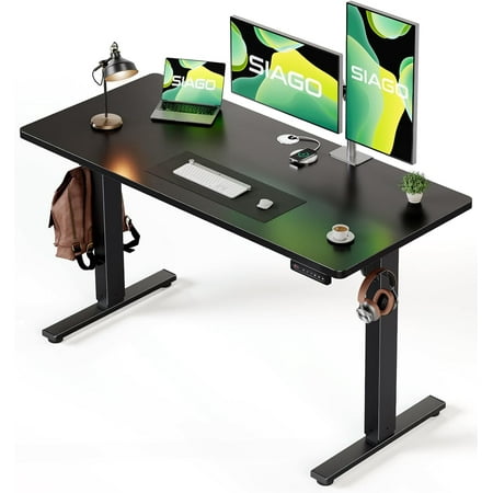 SIAGO Electric Standing Desk Adjustable - 48 x 24 Inch Sit Stand up Desk with Cable Management - 3 Memory Preset Adjustable Height Table