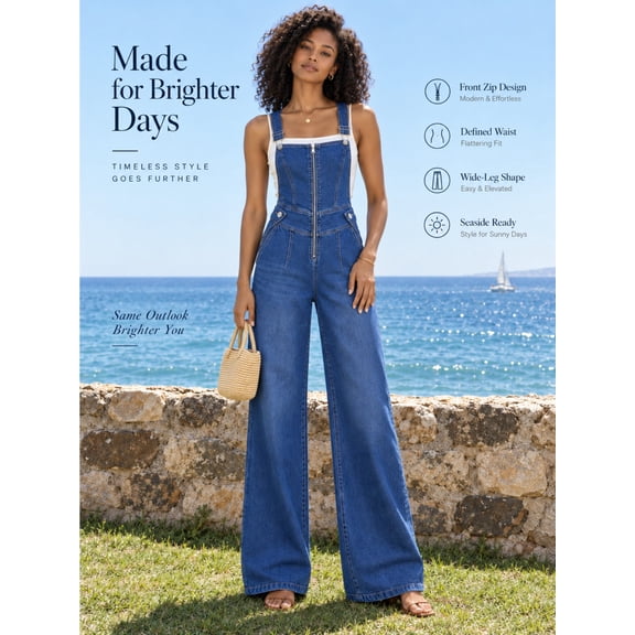 SIALGS Women's Wide Leg Zip Front Jumpsuit for Casual Wear