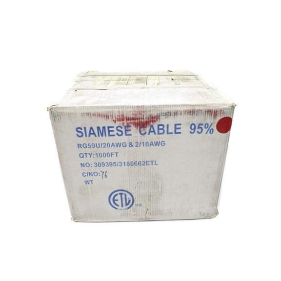 SIAMESE CABLE W-90S RG59U/20AWG 2/18AWG 1000FT (BLACK) NSFS