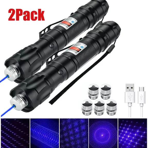 SIANA- 2X 2000Miles Blue Pointers Pen 405Nm Star Visible Beam Light Rechargeable