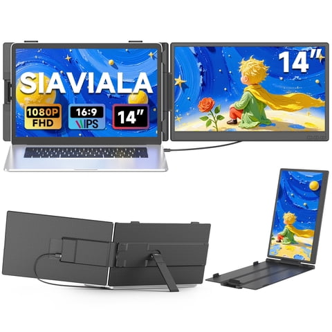 Laptop Screen Extender 14", FHD 1080P IPS Laptop Monitor Extender, Portable Monitor for Laptops 13-17" with USB-C/HDMI Port, Plug n Play for Windows/Mac/Android/Switch/PS5