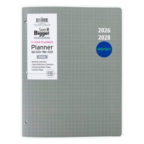 See It Bigger Monthly Planner, Large (8.5 x 11), Grey, 2-Year: Apr 2026 - Mar 2028