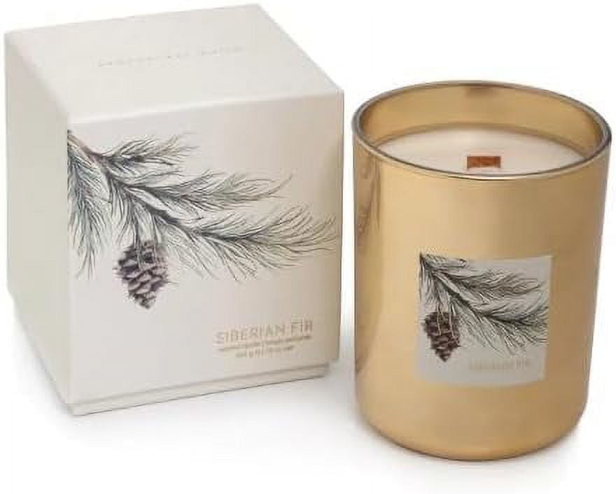 SIBERIAN FIR Zodax Wooden Wick Scented Jar Candle in Gray Gift Box 16
