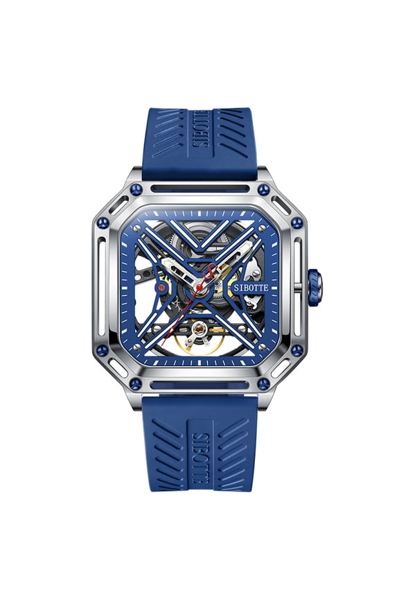 Men Skeleton Japanese Automatic Self-Winding Mechanical Movement JH3105 Luminous Stainless Steel Leather Vintage Wrist Watch Sapphire Crystal Waterproof Business Dial Clock