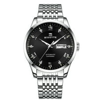 SIBOTTE Men Week Month Vintage Wristwatch Analog Rhinestone Automatic Self-Winding Mechanical Wrist Watch Steel Band Sapphire Crystal Waterproof Luminous Business Clock