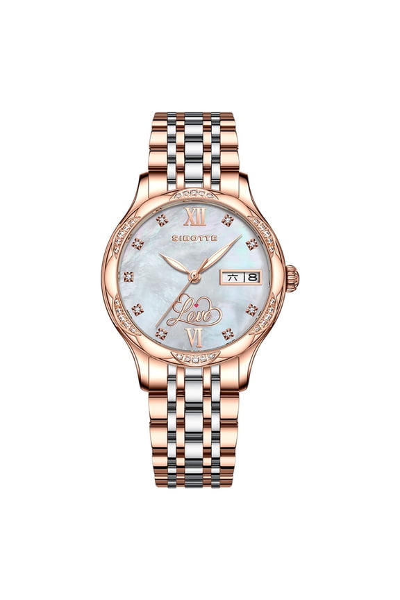 Women Calendar Week Vintage Japanese Automatic Self-Winding Mechanical Movement 8205 Sapphire Crystal Wrist Watch Stainless Steel Luminous Diamond Clock
