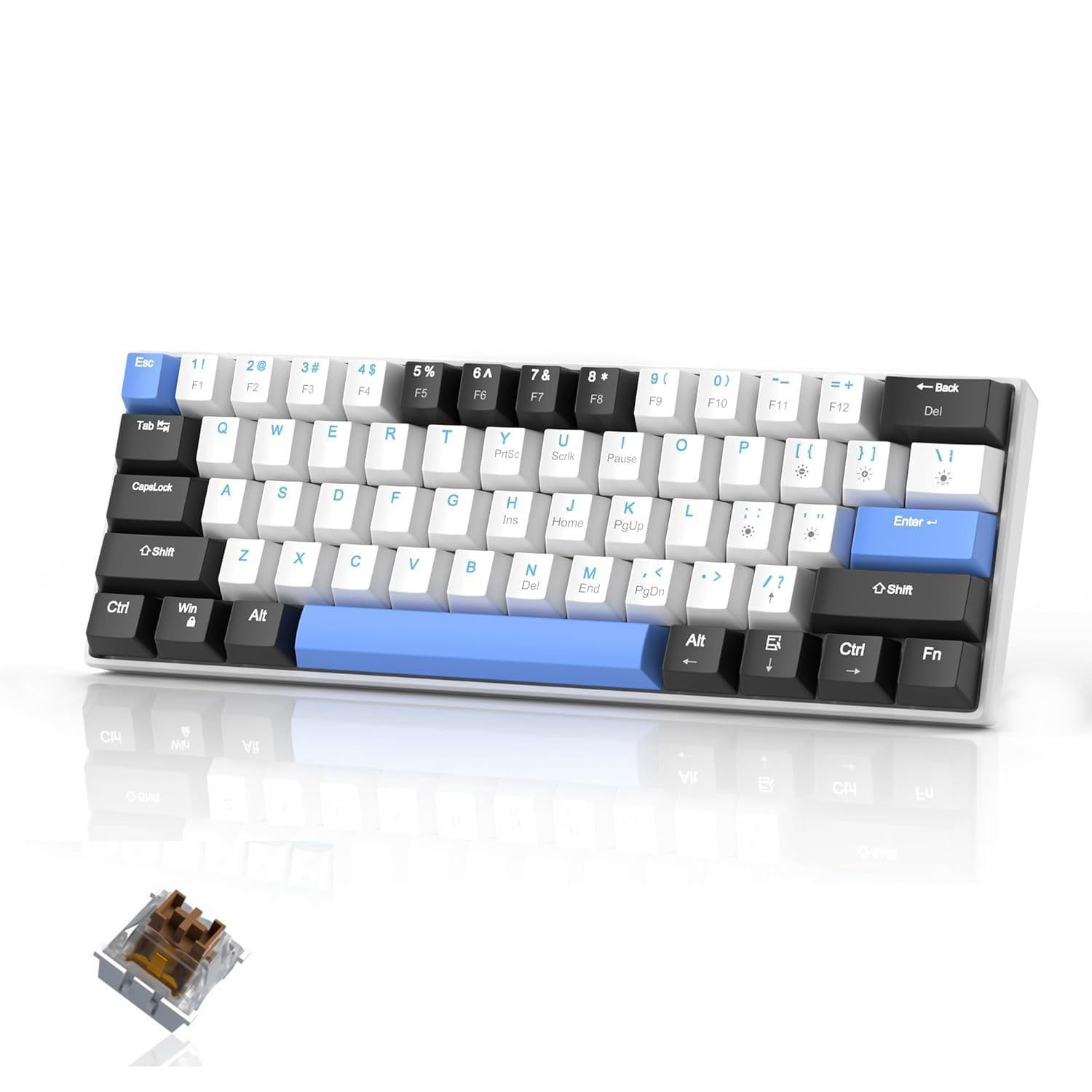 SICONWS STAR61 61-Key Mechanical Gaming Keyboard, Hot-Swappable Brown ...