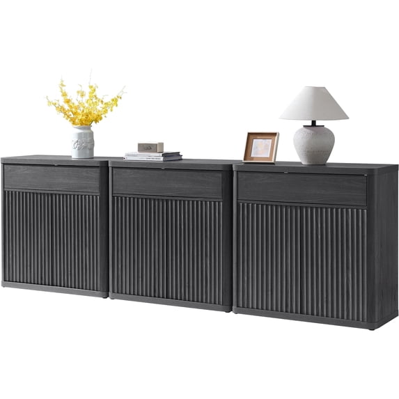 SICOTAS 103.8" Wide Sideboard Buffet Cabinet with Storage,Moderns Credenza Consle Cabinet with Doors & Drawer for Living Room, Dining Room,Dark Gray Alder