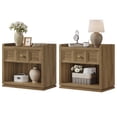 thumbnail image 1 of SICOTAS 26" W Farmhouse Nightstands Set of 2, Big nightstands with Drawer & Open Shelves, Large Bedside Table, End table for Bedroom, Living Room, Brown, 1 of 12