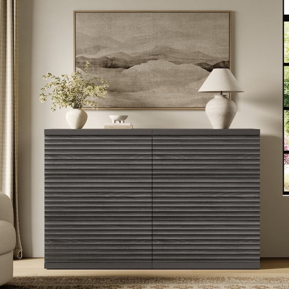 SICOTAS 33.7" Tall 3 Drawer Nightstand Dresser Set of 2, Modular Storage Cabinet, Modern Fluted Chest of Drawer with Slide Rails, Dresser TV Stand, End Table for Bedroom/Living Room, Black Alder