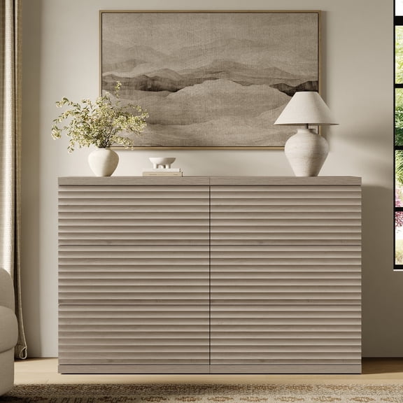 SICOTAS 33.7" Tall 3 Drawer Nightstand Dresser Set of 2, Modular Storage Cabinet, Modern Fluted Chest of Drawer with Slide Rails, Dresser TV Stand, End Table for Bedroom/Living Room, Light Grey Alder