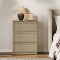 thumbnail image 1 of SICOTAS 34.2" Tall 3-Drawer Dresser Nightstand, Small Boho Rattan Chest of Drawers with Slide Rails, Wood Dresser Organizer, Modular Storage Cabinet for Bedroom & Living Room, Natural Oak, 1 of 7
