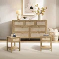 thumbnail image 1 of SICOTAS 3-Piece Bedroom Furniture Set, Rattan 7-Drawer Dresser & 2 Nightstands with 1 Drawer, Boho Farmhouse Style, Cherry Oak, 1 of 17