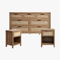 thumbnail image 1 of SICOTAS 3-Piece Rattan Dresser & Nightstand Set - Oak 7-Drawer Dresser (56.88") & 2 Nightstands, Boho Bedroom Furniture Set with Storage, 1 of 12