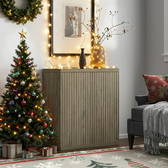 SICOTAS 30.9" Modern Sideboard Buffet Cabinet with Storage ,Fluted Accent Cabinet Credenzas with Adjustable Shelf and Doors  Coffee Bar for Living Room Dining Room Kitchen,Grey  Alder