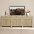 thumbnail image 1 of SICOTAS 30" Sideboards Buffets Cabinets with Drawer Set of 3, Boho Rattan Kitchen Storage Cabinets with Adjustable Shelves, Coffee Bar Station in Light Oak, 1 of 8