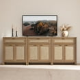 thumbnail image 1 of SICOTAS 30" Sideboards Buffets Cabinets with Drawer Set of 3, Boho Rattan Kitchen Storage Cabinets with Adjustable Shelves, Coffee Bar Station in Oak, 1 of 8