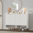 thumbnail image 1 of SICOTAS 50.7"H Tall Shoe Storage Cabinet Set of 2 with 2 Fluted Doors & 4 Adjustable Shelves, High-Gloss White 7-Tier Modern Shoe Cabinet up to 24 Pcs, Narrow Shoe Organizer Cabinet for Entryway, 1 of 9