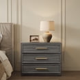 thumbnail image 1 of SICOTAS 31.3" W 3-Drawer Nightstand with Oversized Large Storage , Modern Night Stands Bedside Table with Adjustable Feet & Gold Handles for Bedroom Living Room Entryway, Dark Grey Oak, 1 of 7
