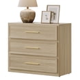 thumbnail image 1 of SICOTAS 31.3" W 3-Drawer Nightstand with Oversized Large Storage , Modern Night Stands Bedside Table with Adjustable Feet & Gold Handles for Bedroom Living Room Entryway, Light Oak, 1 of 7