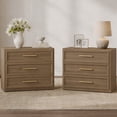 thumbnail image 1 of SICOTAS 31.3" W 3-Drawer Nightstand Set of 2 with Oversized Large Storage , Modern Night Stands Bedside Table with Adjustable Feet & Gold Handles for Bedroom Living Room Entryway, Walnut, 1 of 10