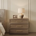 thumbnail image 1 of SICOTAS 31.3" W 3-Drawer Nightstand with Oversized Large Storage , Modern Night Stands Bedside Table with Adjustable Feet & Gold Handles for Bedroom Living Room Entryway, Walnut, 1 of 7