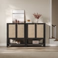 thumbnail image 1 of SICOTAS 31.5"W Rattan Shoe Cabinet Set of 2 with 2 Rattan Doors, Boho Farmhouse Shoe Storage Organizer with Adjustable Shelves & Open Storage, Black Walnut Oak, 1 of 7