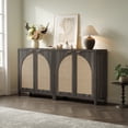 thumbnail image 1 of SICOTAS 34.2 Inch Wide Kitchen Pantry Cabinet Set of 2 with 2 Arch Rattan Doors, Adjustable Shelves, for Kitchen Storage, Freestanding Organizer Sideboard in Black Oak, 1 of 8