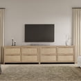 thumbnail image 1 of SICOTAS 60.83" Wide Large 4 Drawer Dresser Set of 2, Oversized Rattan Dressers for Bedroom with Gold Handles & Rolling Wheels, Boho Dresser TV Stand up to 70" TV for Living Room, Light Oak, 1 of 9