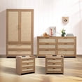 thumbnail image 1 of SICOTAS 4 Piece Bohemian Bedroom Furniture Set, Bedroom Set with 56.85" W Dresser, 3 Drawer Nightstands & Armoire– Adjustable Shelves, Soft-Close Hinges, USB & Type-C Ports, Coastal Farmhouse Style, 1 of 12