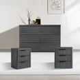 thumbnail image 1 of SICOTAS 4-Piece Modern Bedroom Furniture Set-51.8"W Horizontal Fluted 6 Drawer Dresser, 3-Drawer Nightstand Sets of 2 with Vertical Fluted Drawer in Black Alder, 1 of 10
