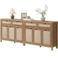 thumbnail image 1 of SICOTAS 43.5"W Boho Sideboard Buffet  Set of 2 with 3 Rattan Doors & 2 Large Drawers –Farmhouse Buffet Cabinet with Adjustable Shelves & Sotrage for Living Room, Entryway, Kitchen,Natural Oak, 1 of 11