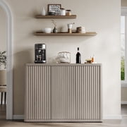 SICOTAS 46.7" Fluted Sideboard Cabinet with 3 Doors, Kitchen Buffet Storage Cabinet with Adjustable Shelves, Modern Credenza Coffee Bar Station for Ding Room, Living Room, Light Grey Alder