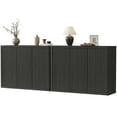 thumbnail image 1 of SICOTAS 46.7" Wide 3-Door Storage Cabinet Set of 2- Large Sideboard with Wave Panel Doors & Adjustable Shelves Push-to-Open Design Credenza for Living Room Ding Room and Entryway,Black Alder, 1 of 8