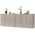 thumbnail image 1 of SICOTAS 46.7" Wide 3-Door Storage Cabinet Set of 2- Large Sideboard with Wave Panel Doors & Adjustable Shelves Push-to-Open Design Sideboard Credenza for Living Room Kitchen Entryway, Light Grey Alde, 1 of 8