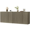 thumbnail image 1 of SICOTAS 46.7" Wide 3-Door Storage Cabinet Set of 2- Large Sideboard with Wave Panel Doors & Adjustable Shelves Push-to-Open Design Credenza for Living Room Ding Room Enterway,Gray Alder, 1 of 9