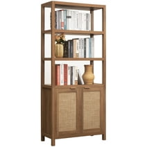 SICOTAS 5 Tier Bookshelf, Farmhouse 5 Shelf Bookcase with Doors Library Storage Cabinet for Home Office