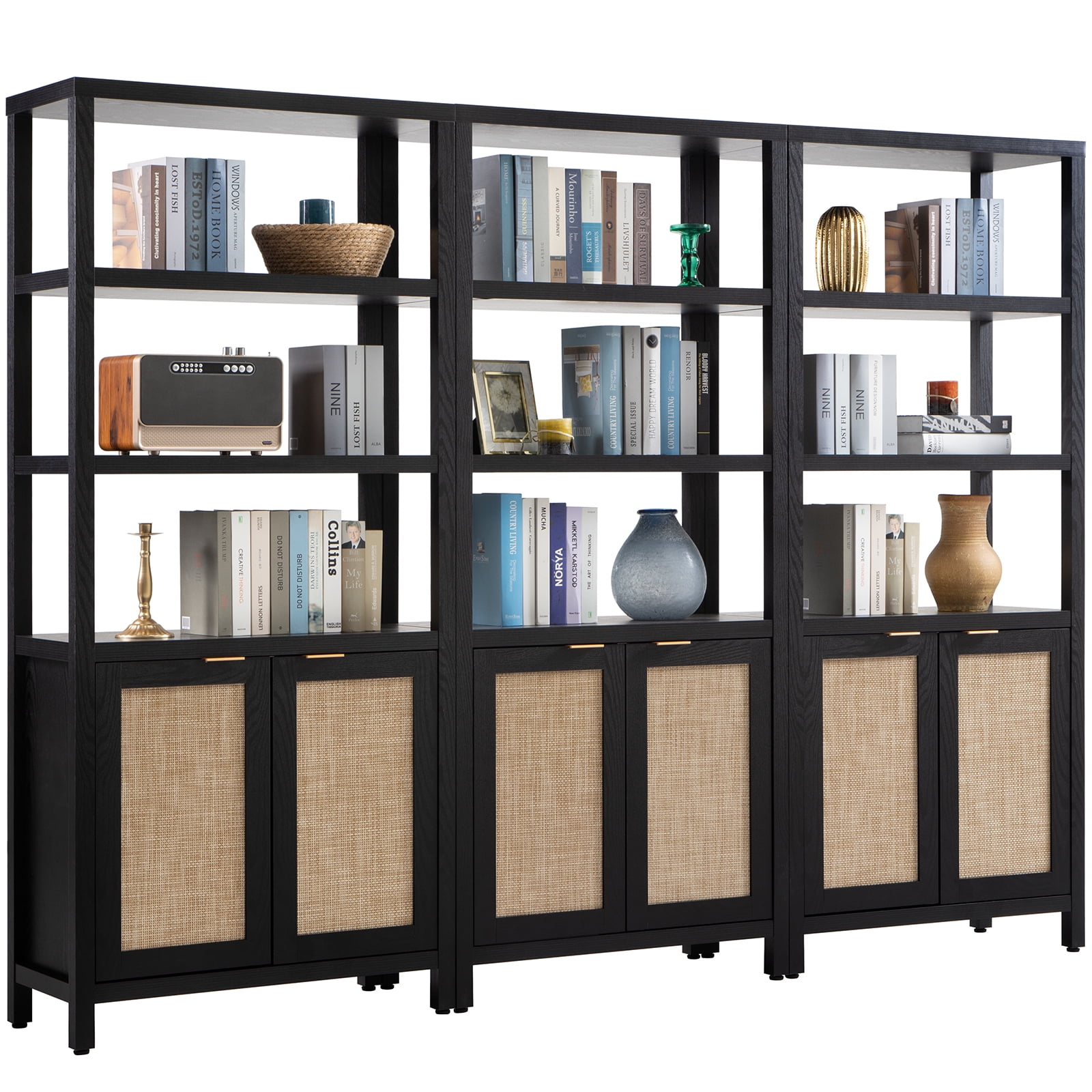 SICOTAS 5 Tier Bookshelf Set of 2 Farmhouse 5 Shelf Bookcase with