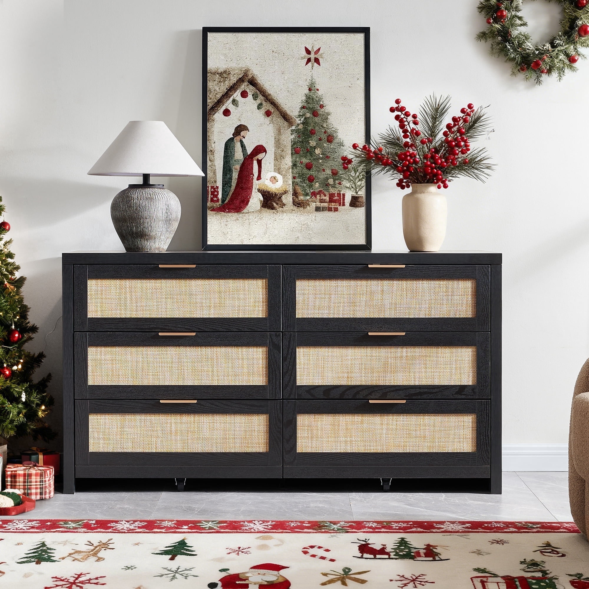 black wicker dresser Anmytek Modern 6-Drawer Double for Bedroom Wood Rattan Chest of Drawers - Bed Bath & Beyond DETAILS Assembly Required Crown Mark Armany Black Dresser