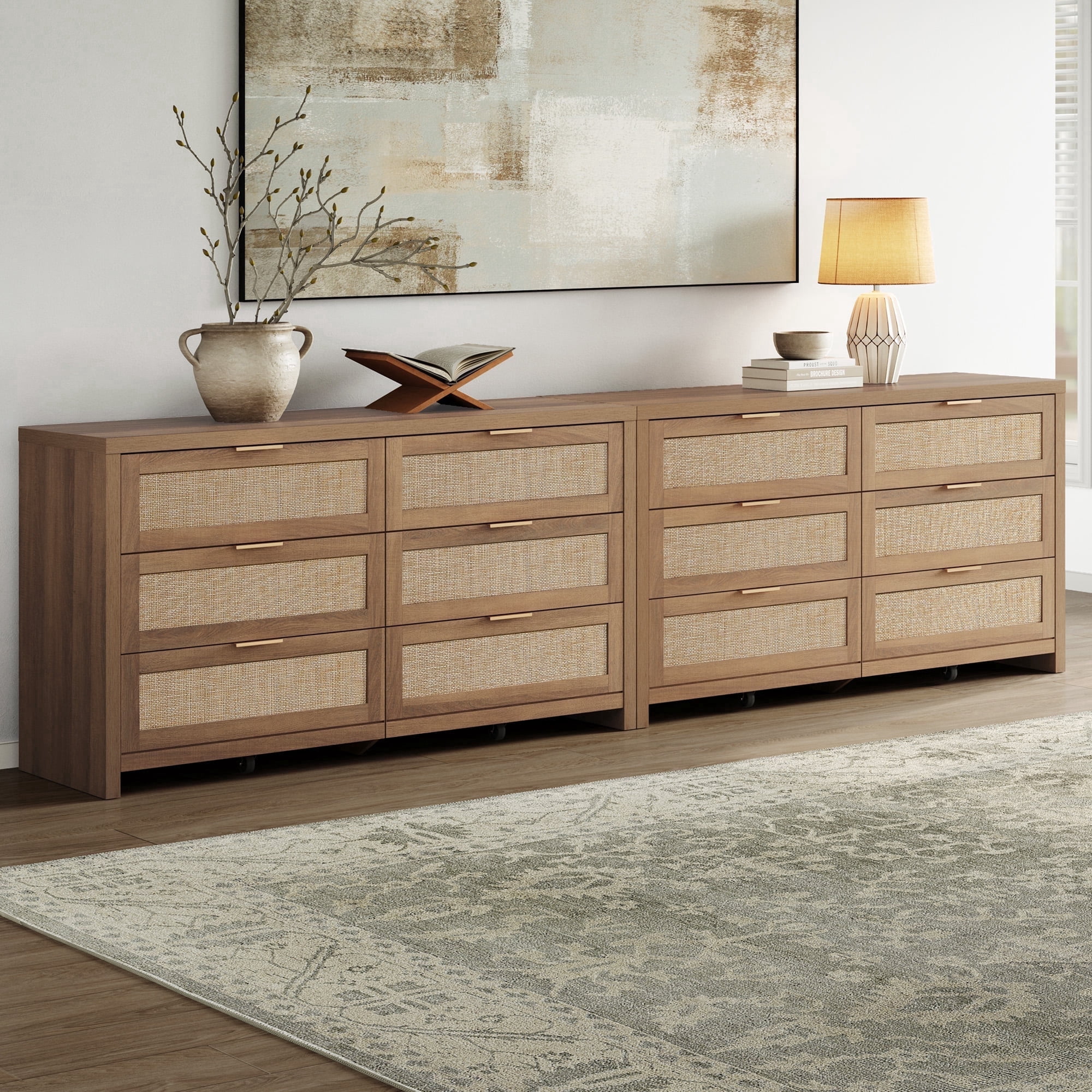 chinese dress ladies Elio Rattan 6 Drawer Dresser – Plank+Beam main image 0