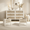 thumbnail image 1 of SICOTAS 3-Piece Dresser Nightstand Set, 6-Drawer Dresser & 2-Drawer Nightstand,  Boho Bedroom Furniture Set, RattanCoastal Style, Large Capacity Storage Organization, 1 of 19