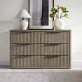 thumbnail image 1 of SICOTAS 53.5" Wide 6 Drawer Dresser for Bedroom, Farmhouse Chest of Drawers with Black Handles, Fluted Wood Storage Cabinet for Living Room, Grey, 1 of 10