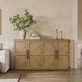 thumbnail image 1 of SICOTAS 61.3"W Buffet Cabinet with Storage– Modern Sideboard Oversized Credenza with 4 Adjustable Shelves&Doors Mid-Century Storage Cabinet for Kitchen Living Room Dinding Room–Oak Brown, 1 of 12