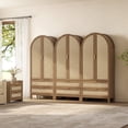 thumbnail image 1 of SICOTAS 70.9" Tall Arched Pantry Cabinet Set of 3,Boho Farmhouse Storage Cabinet with Rattan Doors & 2 Drawers, Adjustable Shelf, 31.5" Wide for Kitchen Living Room Dining Room, 1 of 7